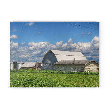 U R There Photography Lake Road Whites Rustic Farmhouse Tempered-Glass Cutting Board