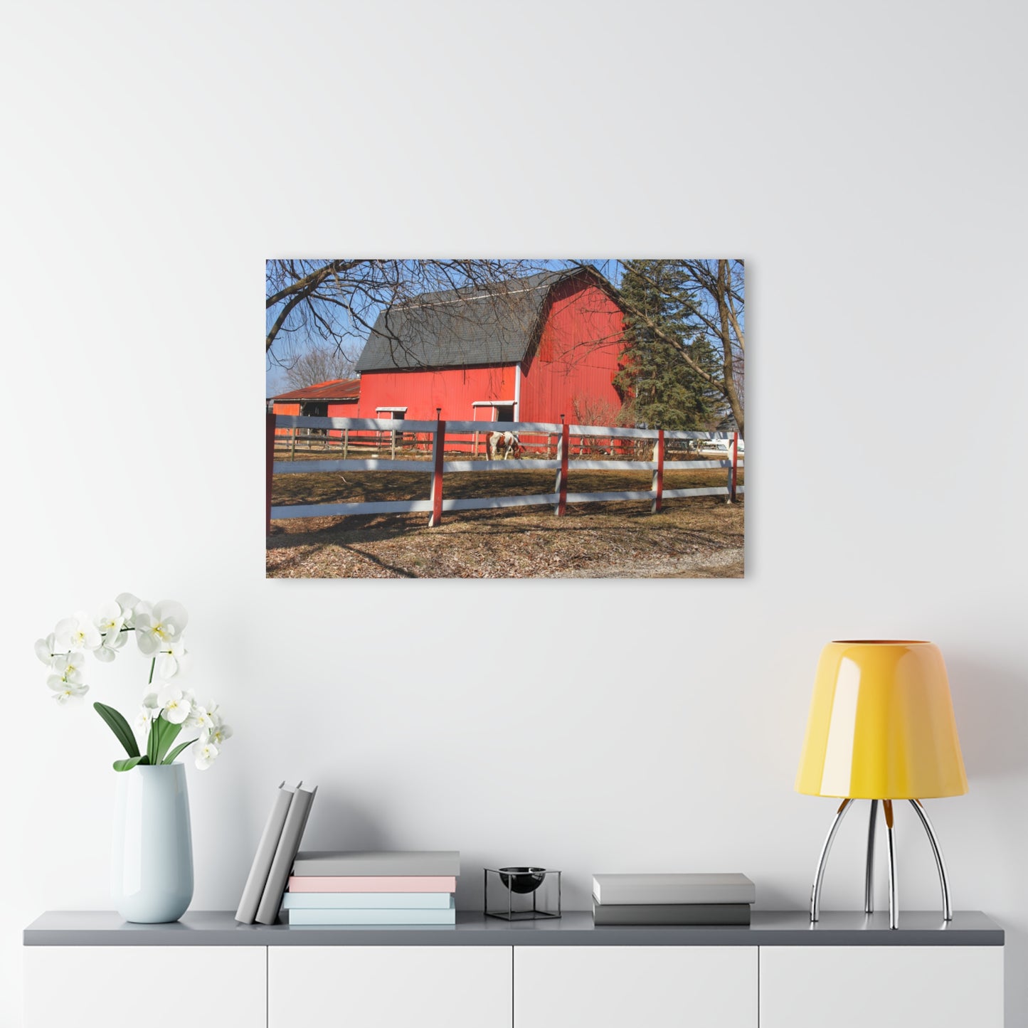 U R There Photography Wolcott Red and Filly Rustic Farmhouse Acrylic Wall Print