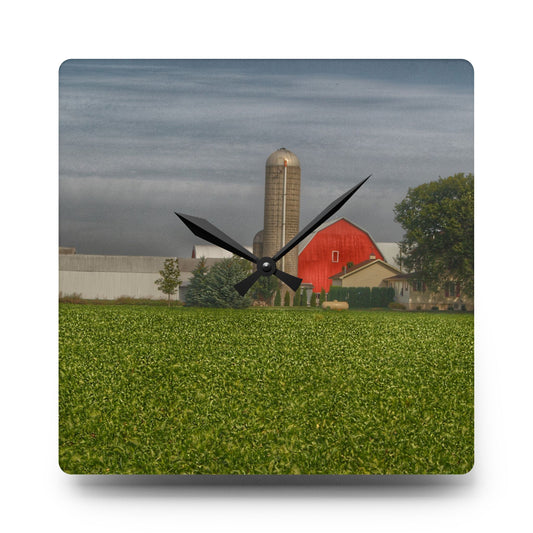 Richardson Road Farm Rustic Farmhouse Acrylic Analog Wall Clock 10.75'' × 10.75'' (Square)