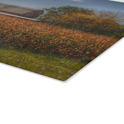 U R There Photography Clifford Road Red III Rustic Farmhouse Tempered-Glass Cutting Board