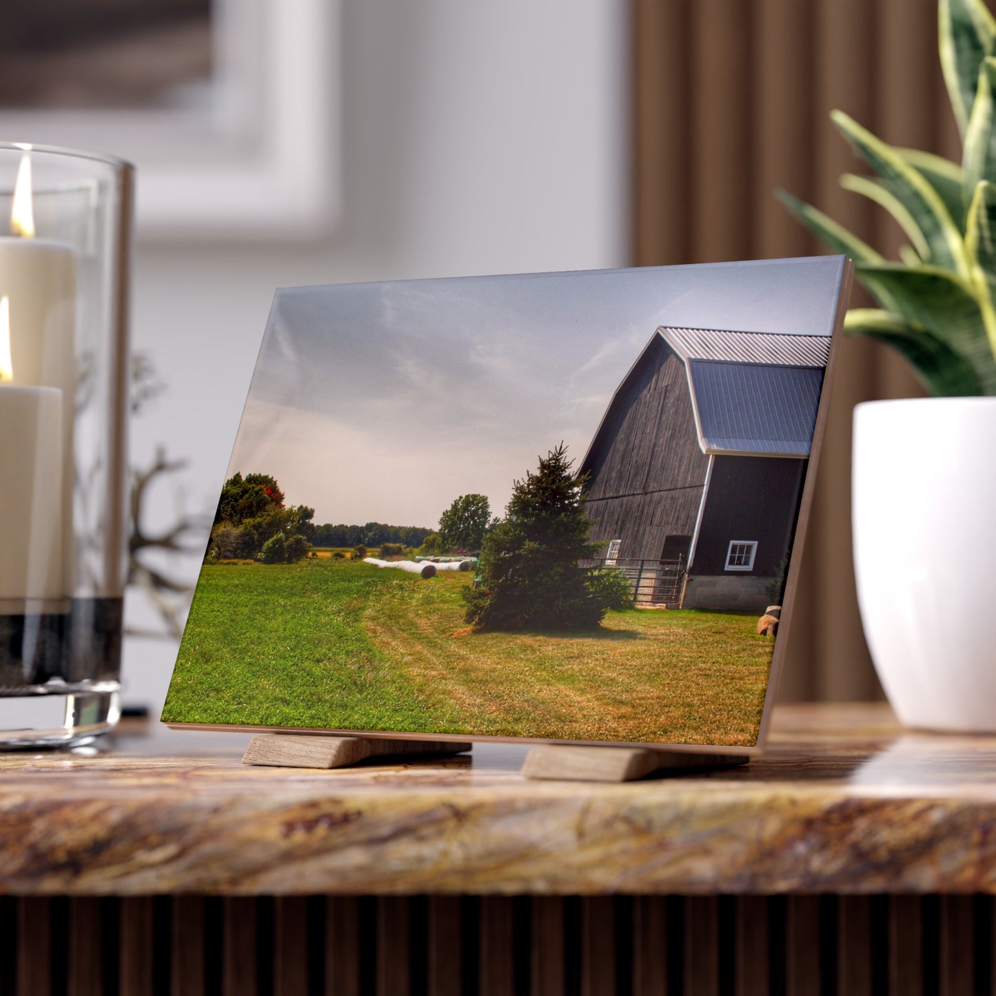 U R There Photography Black Haybarn Rustic Farmhouse Decorative Ceramic Tile