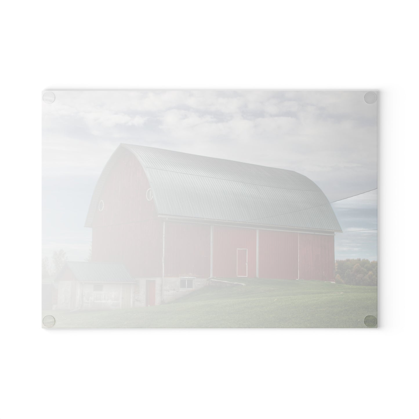 U R There Photography Elmwood Road Red I Rustic Farmhouse Tempered-Glass Cutting Board