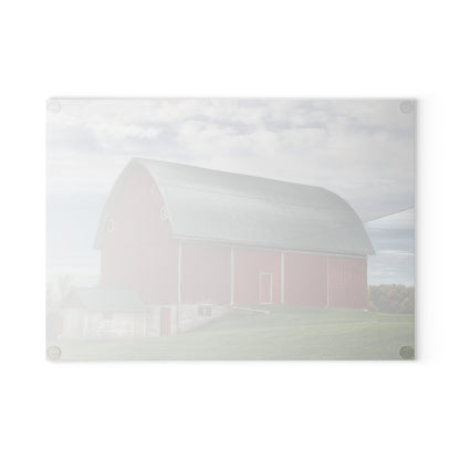 U R There Photography Elmwood Road Red I Rustic Farmhouse Tempered-Glass Cutting Board
