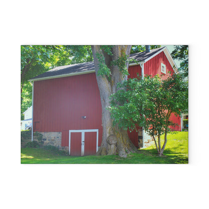 U R There Photography Court Street City Red Rustic Farmhouse Tempered-Glass Cutting Board