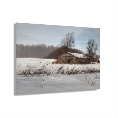 U R There Photography Frozen Grey Shack of Kingston Rustic Farmhouse Acrylic Wall Print