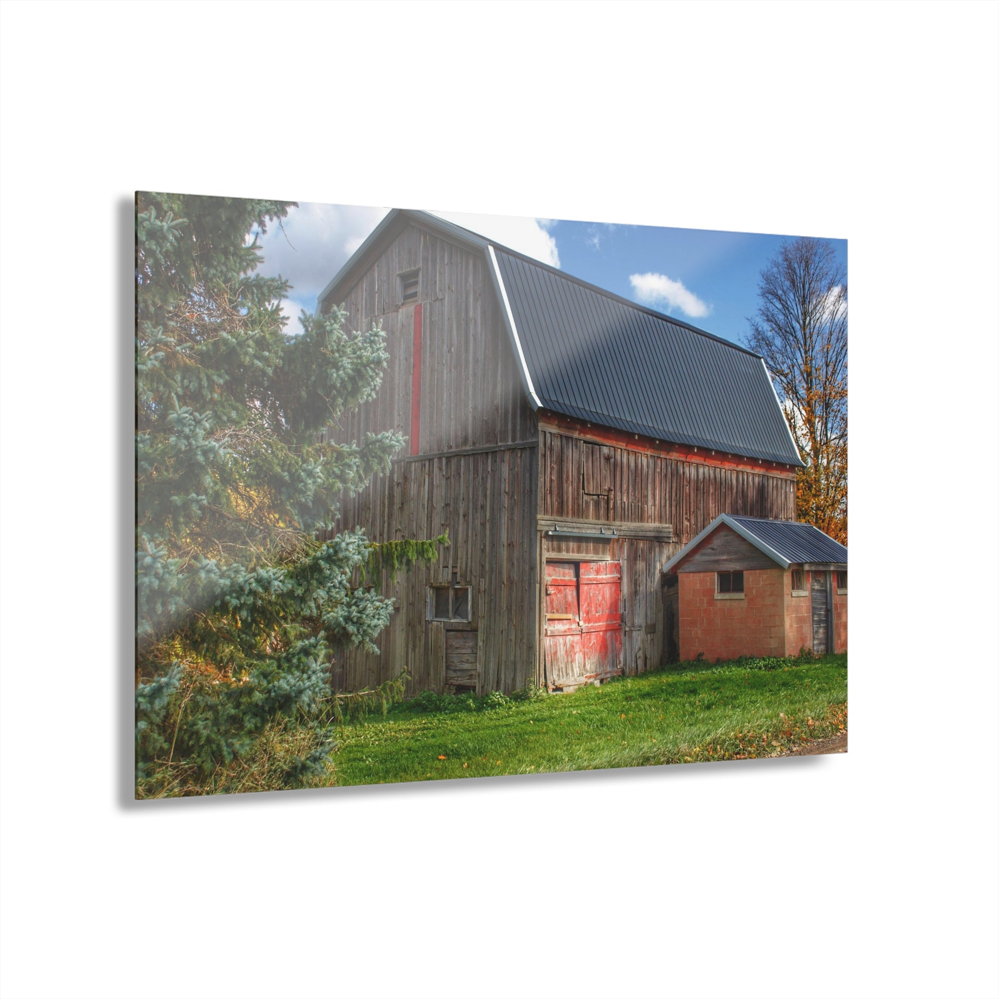 East Leonard Road Red Rustic Farmhouse Acrylic Wall Print