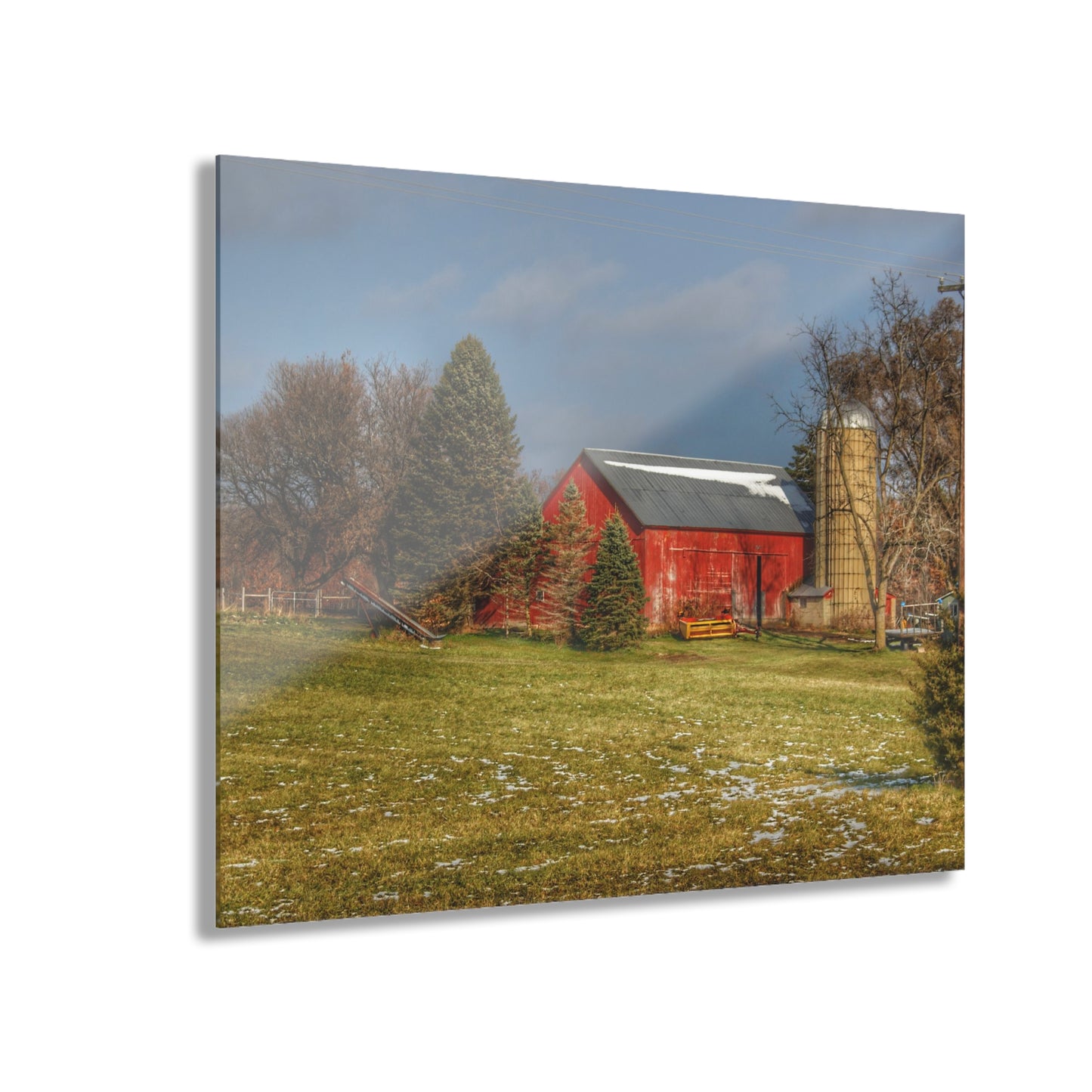 U R There Photography Columbiaville Road Red I Rustic Farmhouse Acrylic Wall Print