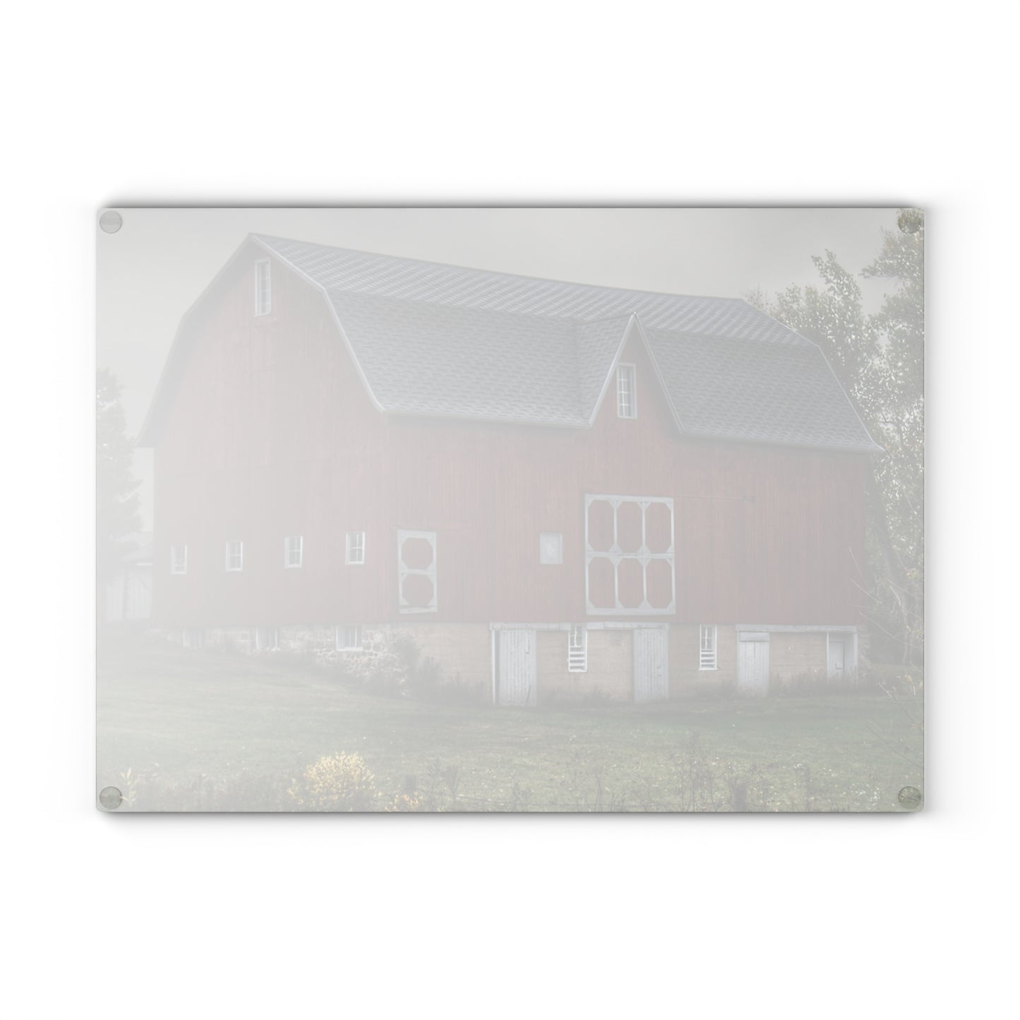 U R There Photography Vassar Road Red I Rustic Farmhouse Tempered-Glass Cutting Board