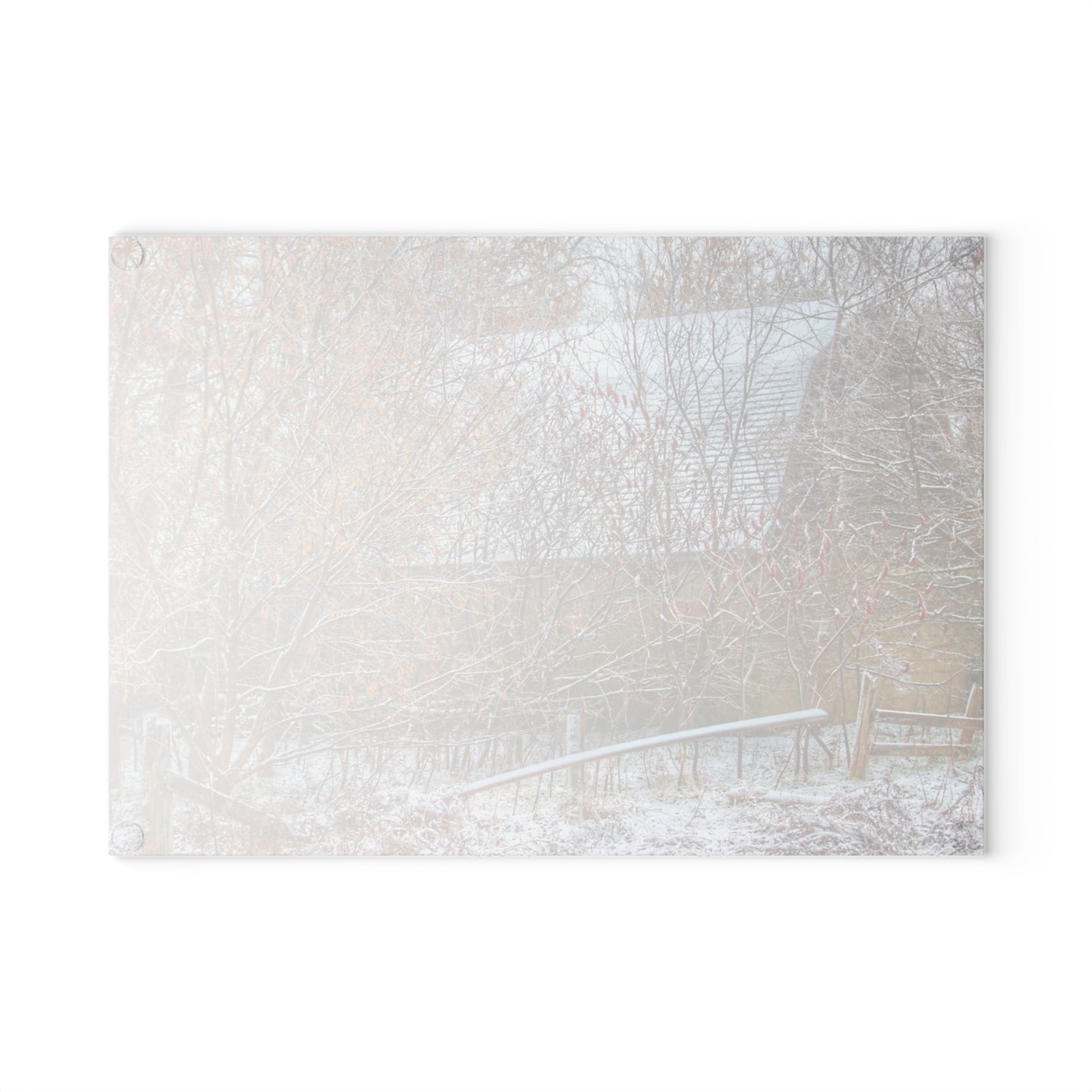 U R There Photography Dryden Road Hidden Winter Grey Rustic Farmhouse Tempered-Glass Cutting Board
