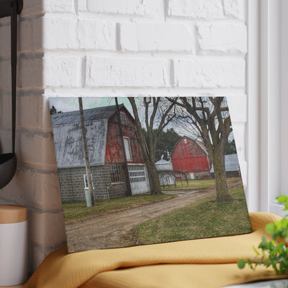 U R There Photography Peck Reds Rustic Farmhouse Tempered-Glass Cutting Board 8"x 11"