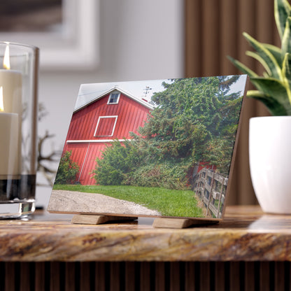 U R There Photography Modern Red I Rustic Farmhouse Decorative Ceramic Tile