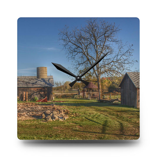 Bowers Road Greys I Rustic Farmhouse Acrylic Analog Wall Clock 10.75'' × 10.75'' (Square)