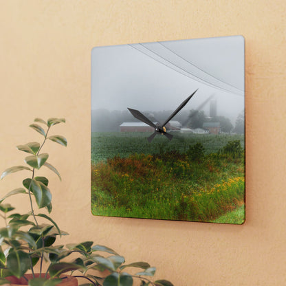U R There Photography Beyond the Fog Rustic Farmhouse Acrylic Analog Wall Clock