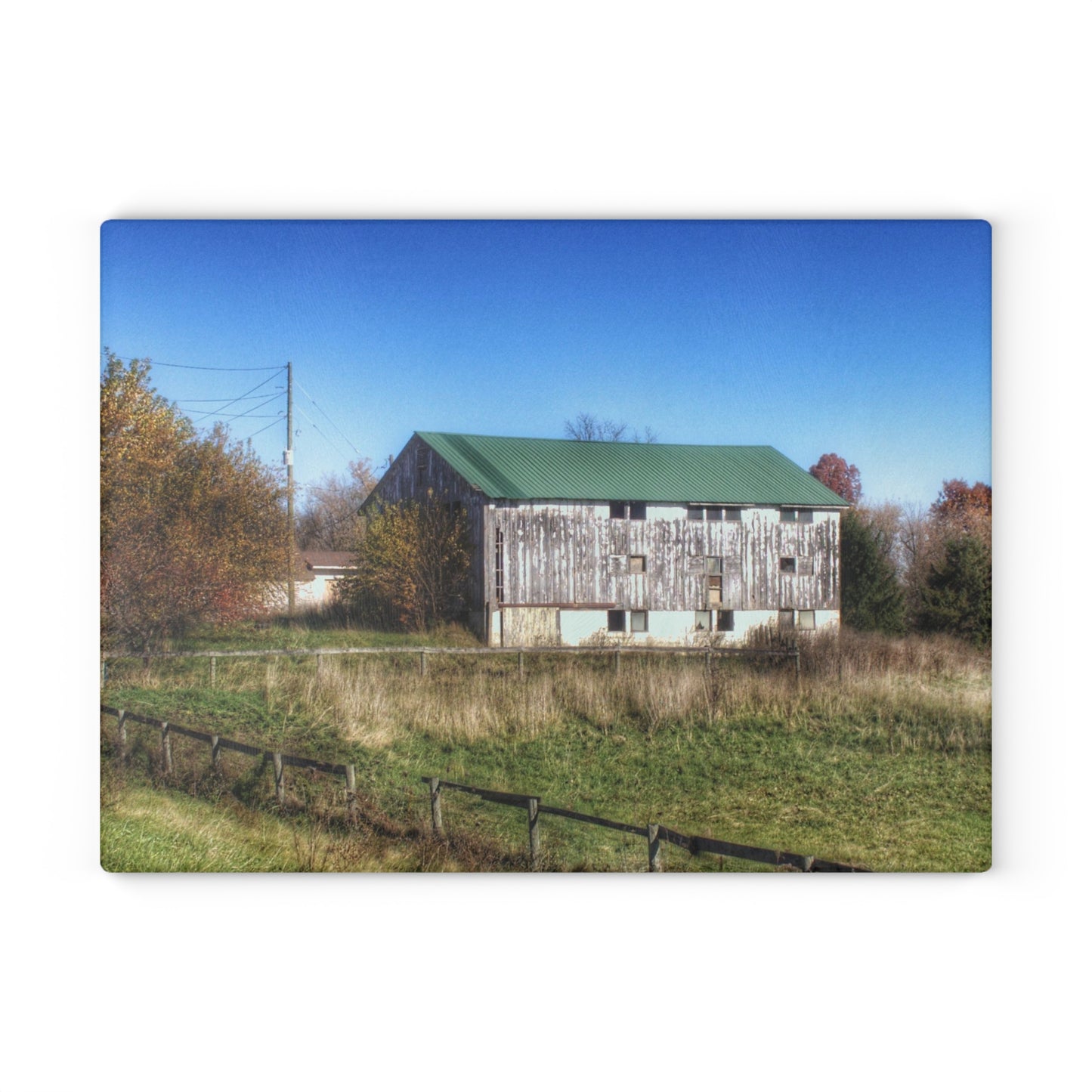 U R There Photography Hadley White Rustic Farmhouse Tempered-Glass Cutting Board