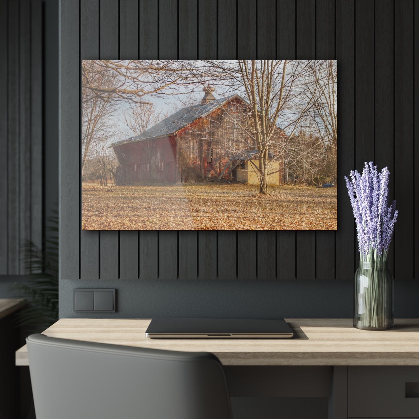 U R There Photography Millington Road Collapsing Red Rustic Farmhouse Acrylic Wall Print