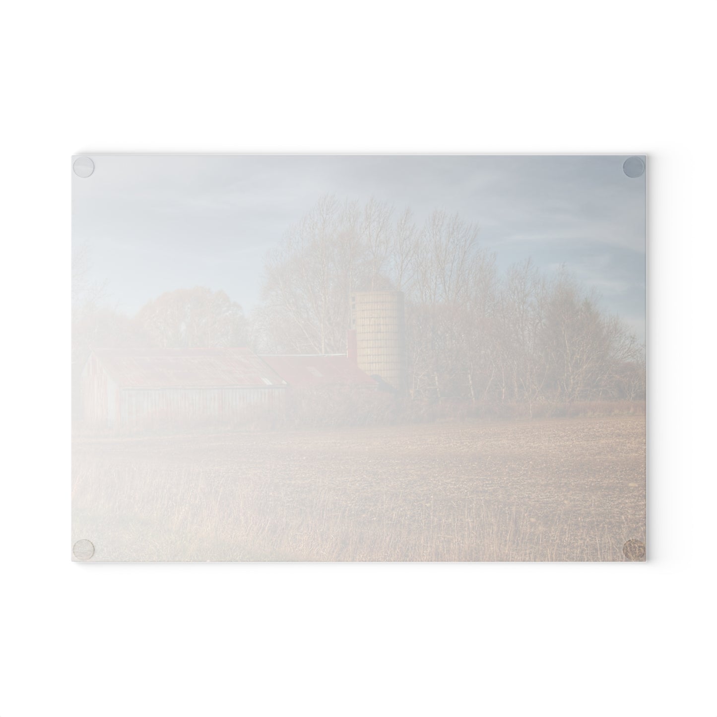 U R There Photography Brief Road Blue Rustic Farmhouse Tempered-Glass Cutting Board