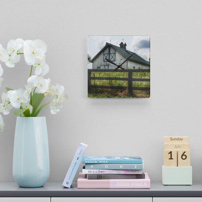 U R There Photography Sutton Road White Rustic Farmhouse Acrylic Analog Wall Clock