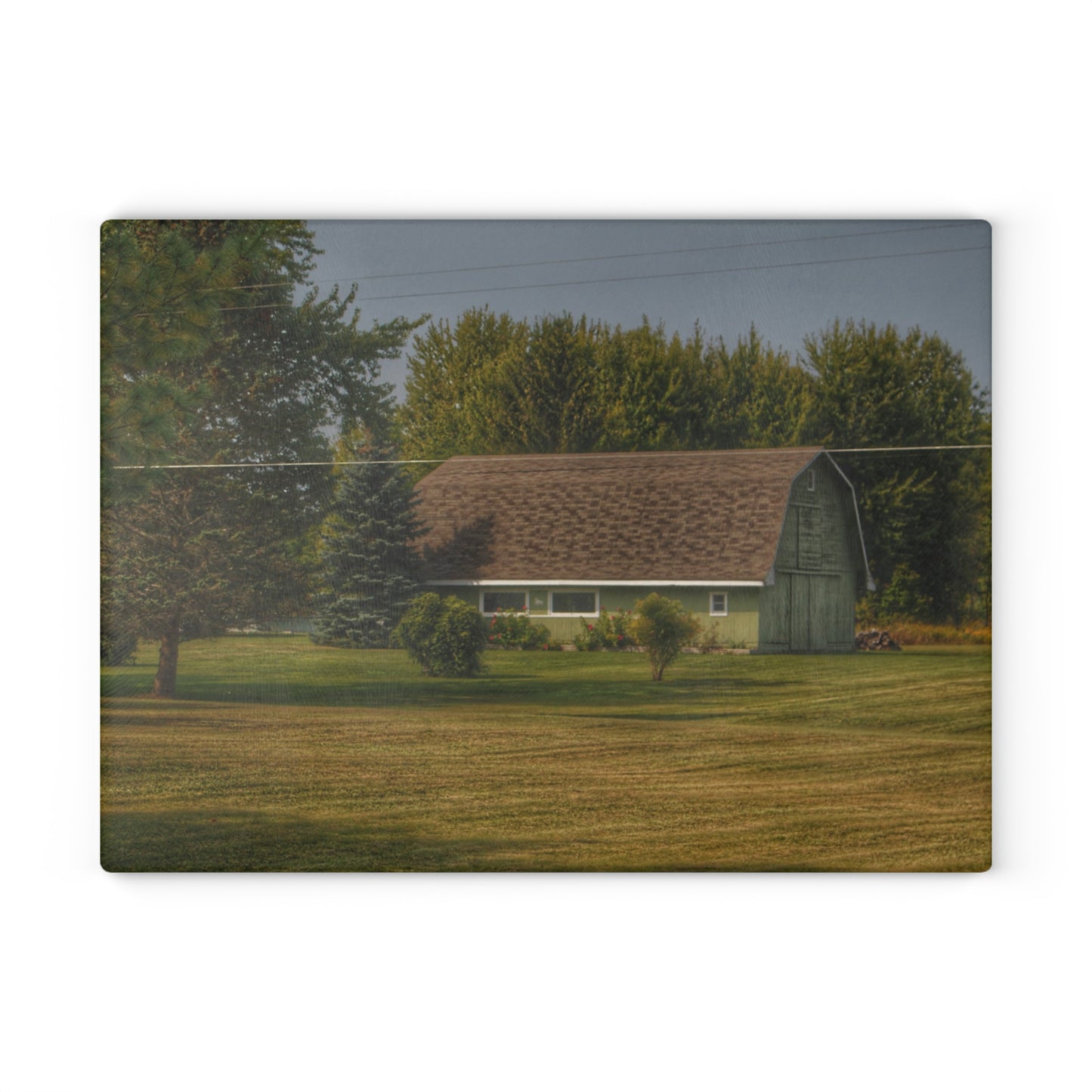 U R There Photography Crawford Road Green Rustic Farmhouse Tempered-Glass Cutting Board