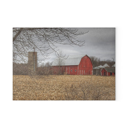 U R There Photography Barns of Arbela I Rustic Farmhouse Tempered-Glass Cutting Board