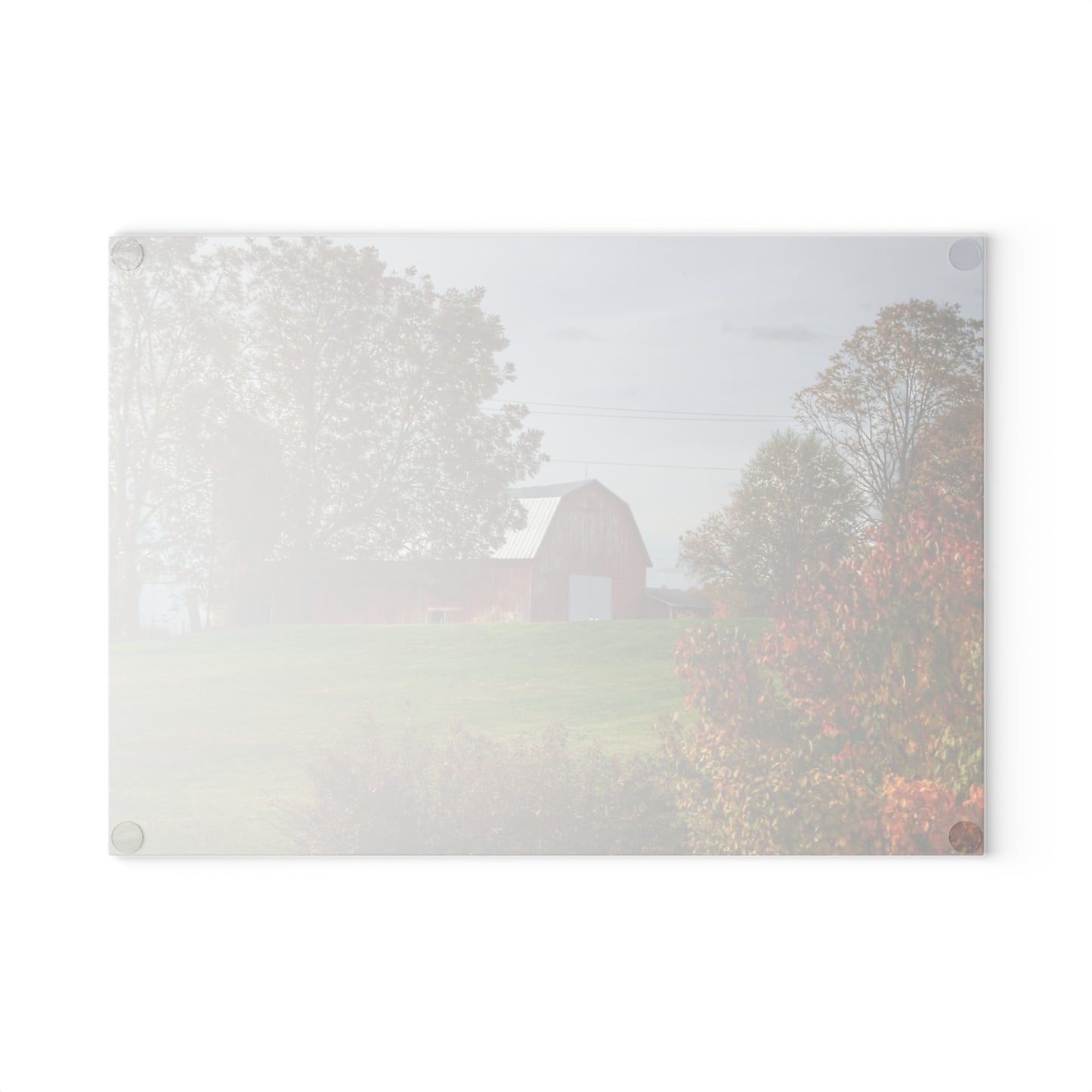 U R There Photography Lyons Road Red Rustic Farmhouse Tempered-Glass Cutting Board