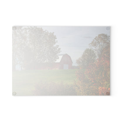 U R There Photography Lyons Road Red Rustic Farmhouse Tempered-Glass Cutting Board
