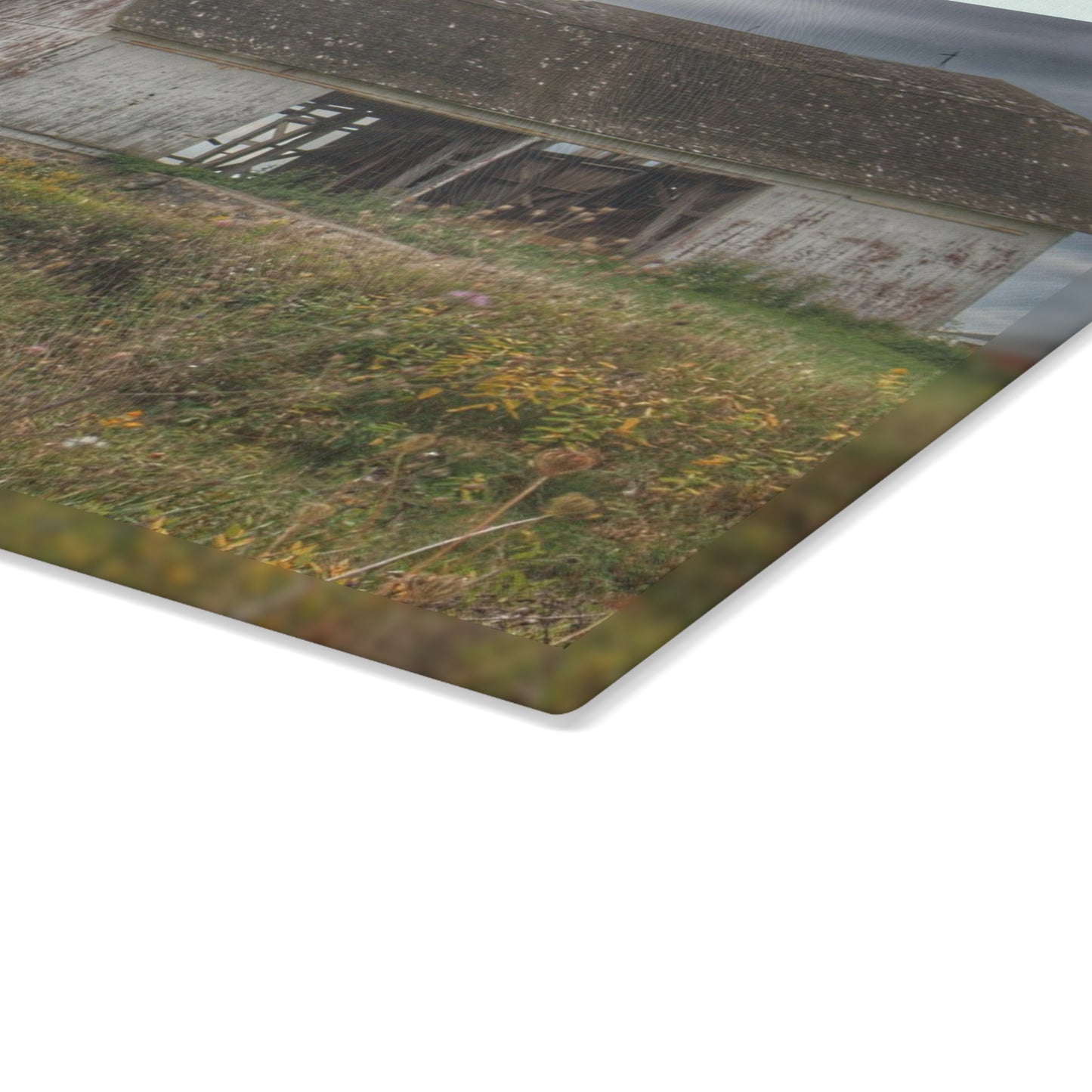 U R There Photography Castle Road White Rustic Farmhouse Tempered-Glass Cutting Board