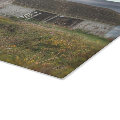 U R There Photography Castle Road White Rustic Farmhouse Tempered-Glass Cutting Board
