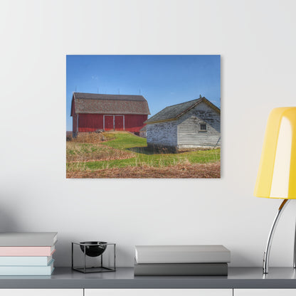 U R There Photography Hurd Corners Red and Little White Rustic Farmhouse Acrylic Wall Print