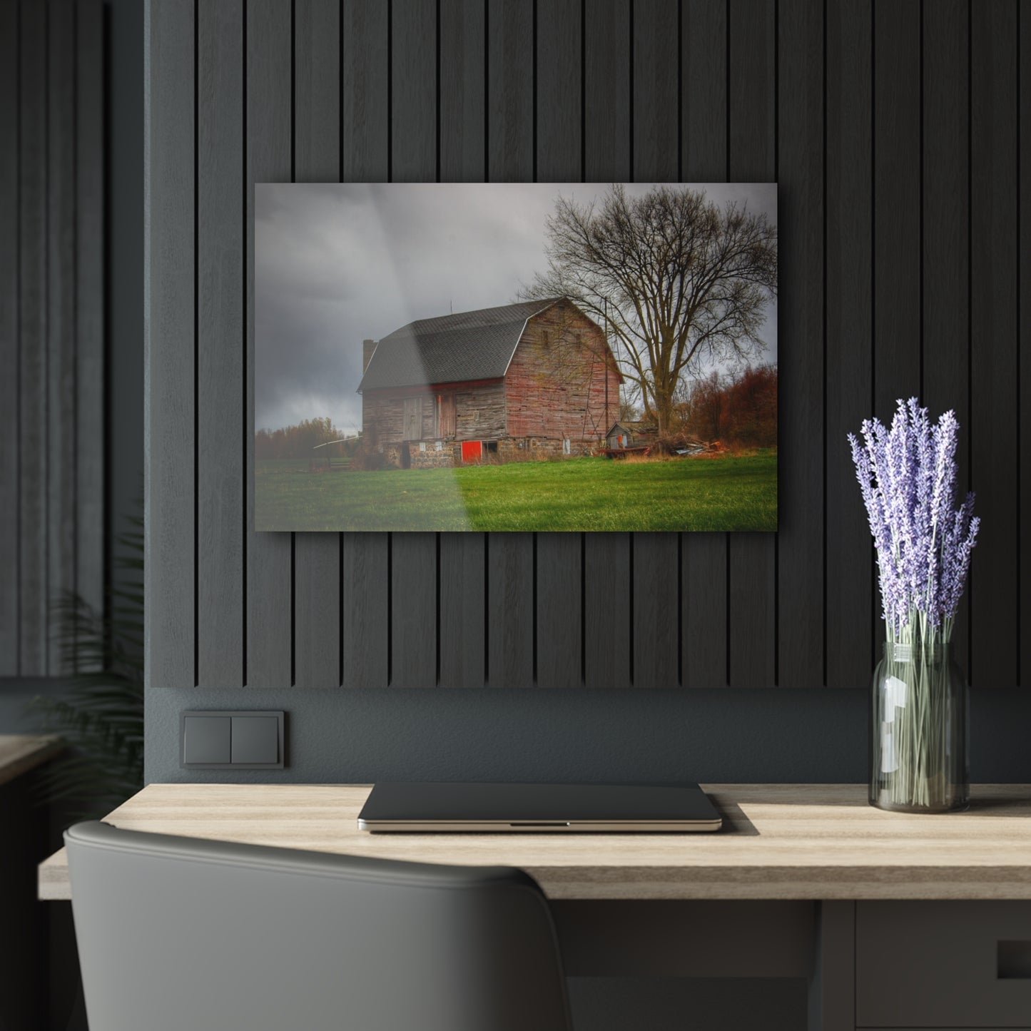 U R There Photography Ashley Drive Fieldstone Red Rustic Farmhouse Acrylic Wall Print