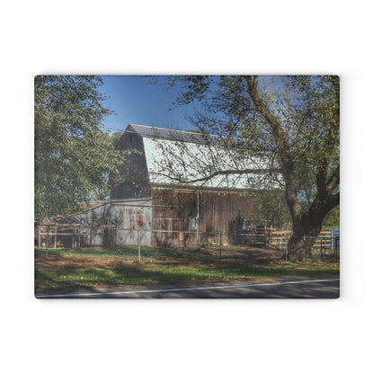 U R There Photography Birch Run Road Grey Rustic Farmhouse Tempered-Glass Cutting Board