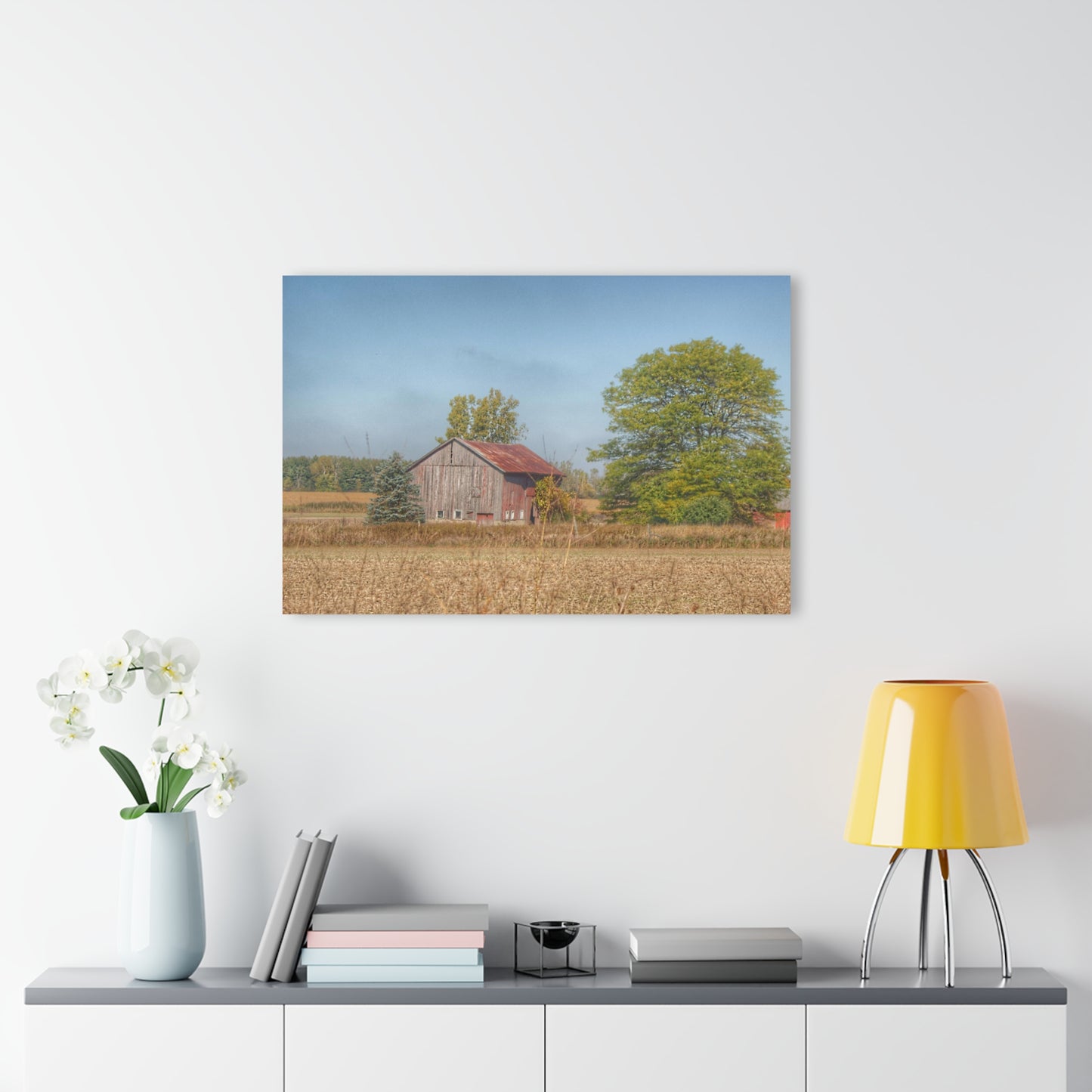 U R There Photography Brown City Wellman Line Road Little Red Rustic Farmhouse Acrylic Wall Print