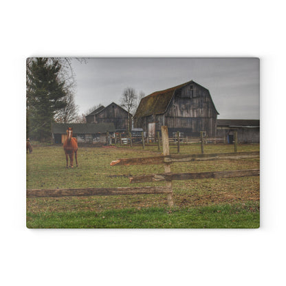 U R There Photography South Summers Road Old Grey and Caramel II Rustic Farmhouse Tempered-Glass Cutting Board