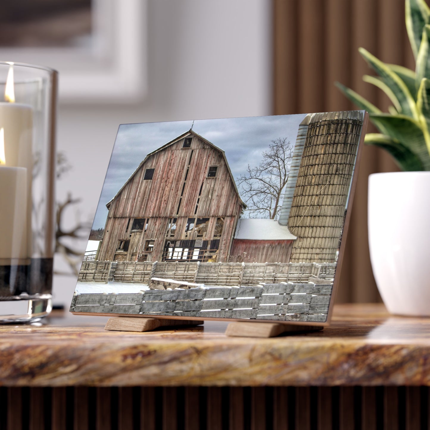 U R There Photography Old Marathon Red Rustic Farmhouse Decorative Ceramic Tile