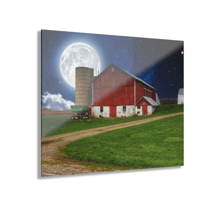 U R There Photography Fostoria Red in the Moonlight Rustic Farmhouse Acrylic Wall Print