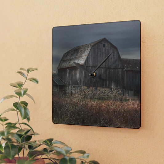 U R There Photography Majestic Grey Rustic Farmhouse Acrylic Analog Wall Clock