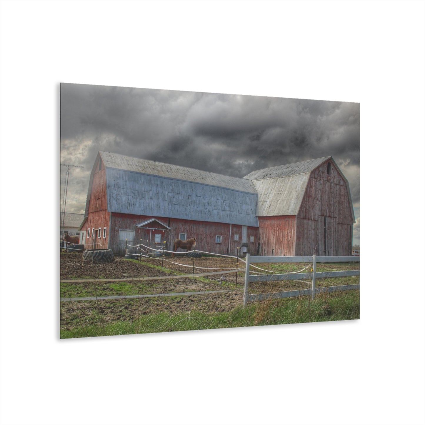 U R There Photography Sandusky Horse Barn Against Fall Skies Rustic Farmhouse Acrylic Wall Print