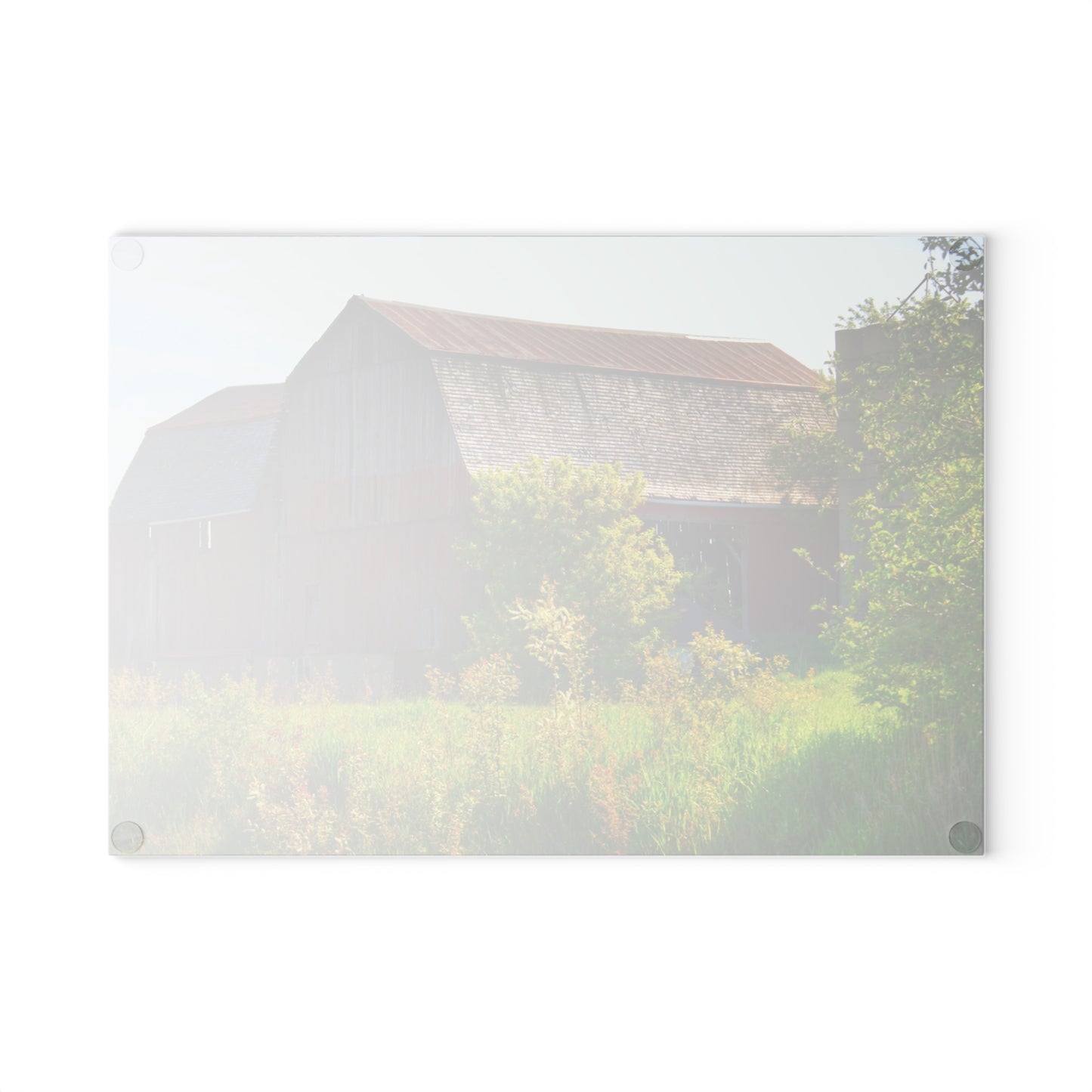 U R There Photography Leslie Road Red II Rustic Farmhouse Tempered-Glass Cutting Board