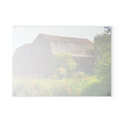 U R There Photography Leslie Road Red II Rustic Farmhouse Tempered-Glass Cutting Board