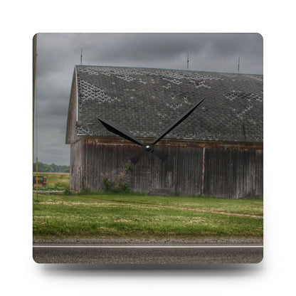 U R There Photography M-24 Elder Grey Rustic Farmhouse Acrylic Analog Wall Clock