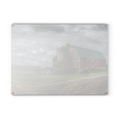 U R There Photography West Hunters Creek Road Red II Rustic Farmhouse Tempered-Glass Cutting Board
