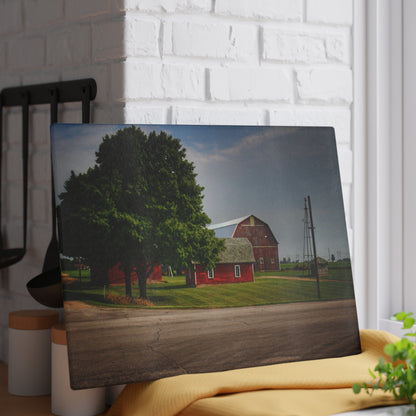U R There Photography Bradford Road Reds Rustic Farmhouse Tempered-Glass Cutting Board