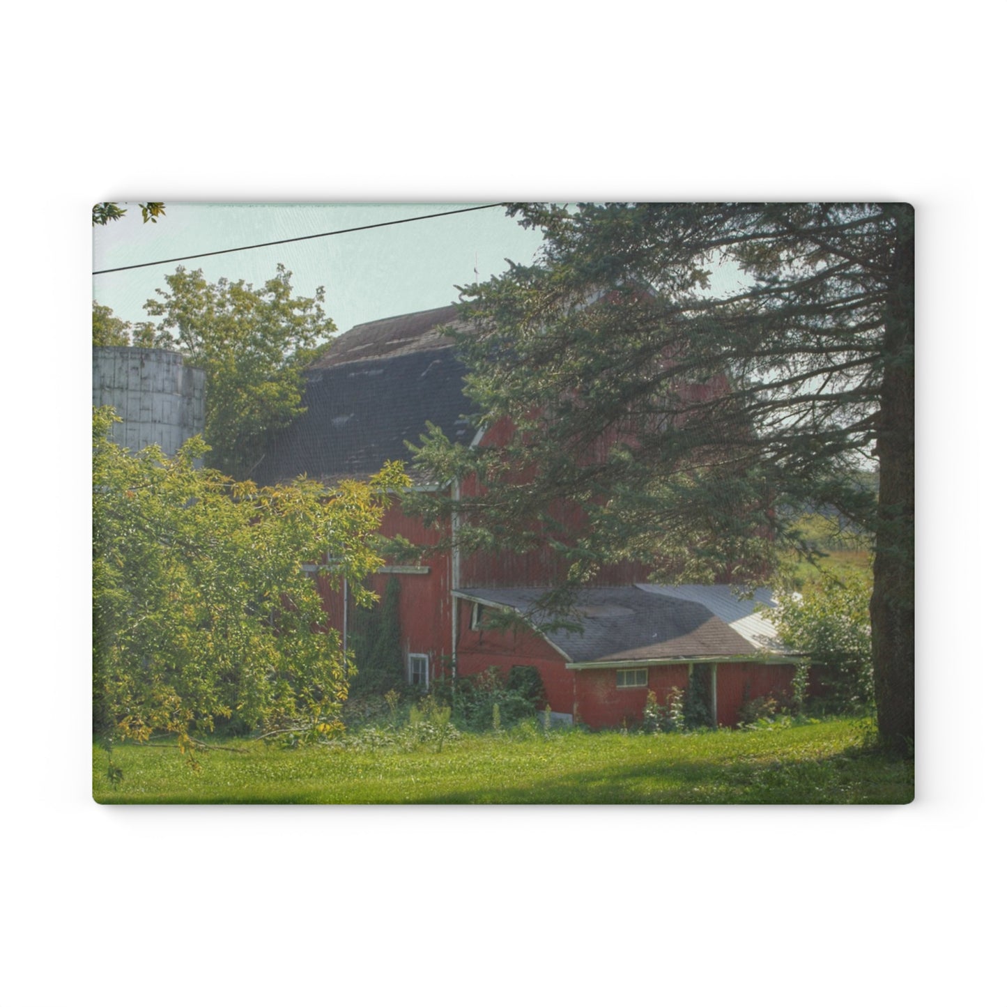 U R There Photography Grey Road Red Rustic Farmhouse Tempered-Glass Cutting Board