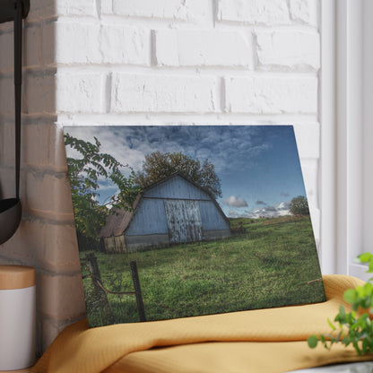 U R There Photography East Frances Quonset and Cows Rustic Farmhouse Tempered-Glass Cutting Board