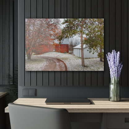 U R There Photography North Lake Pleasant Road Hidden Red Rustic Farmhouse Acrylic Wall Print