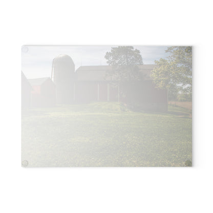 U R There Photography Maple Leaf Road Red Rustic Farmhouse Tempered-Glass Cutting Board