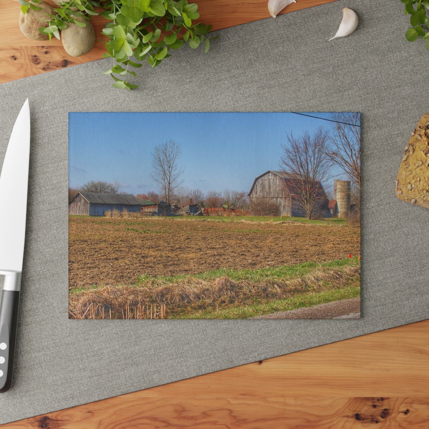 U R There Photography Stanley Road Greys Rustic Farmhouse Tempered-Glass Cutting Board