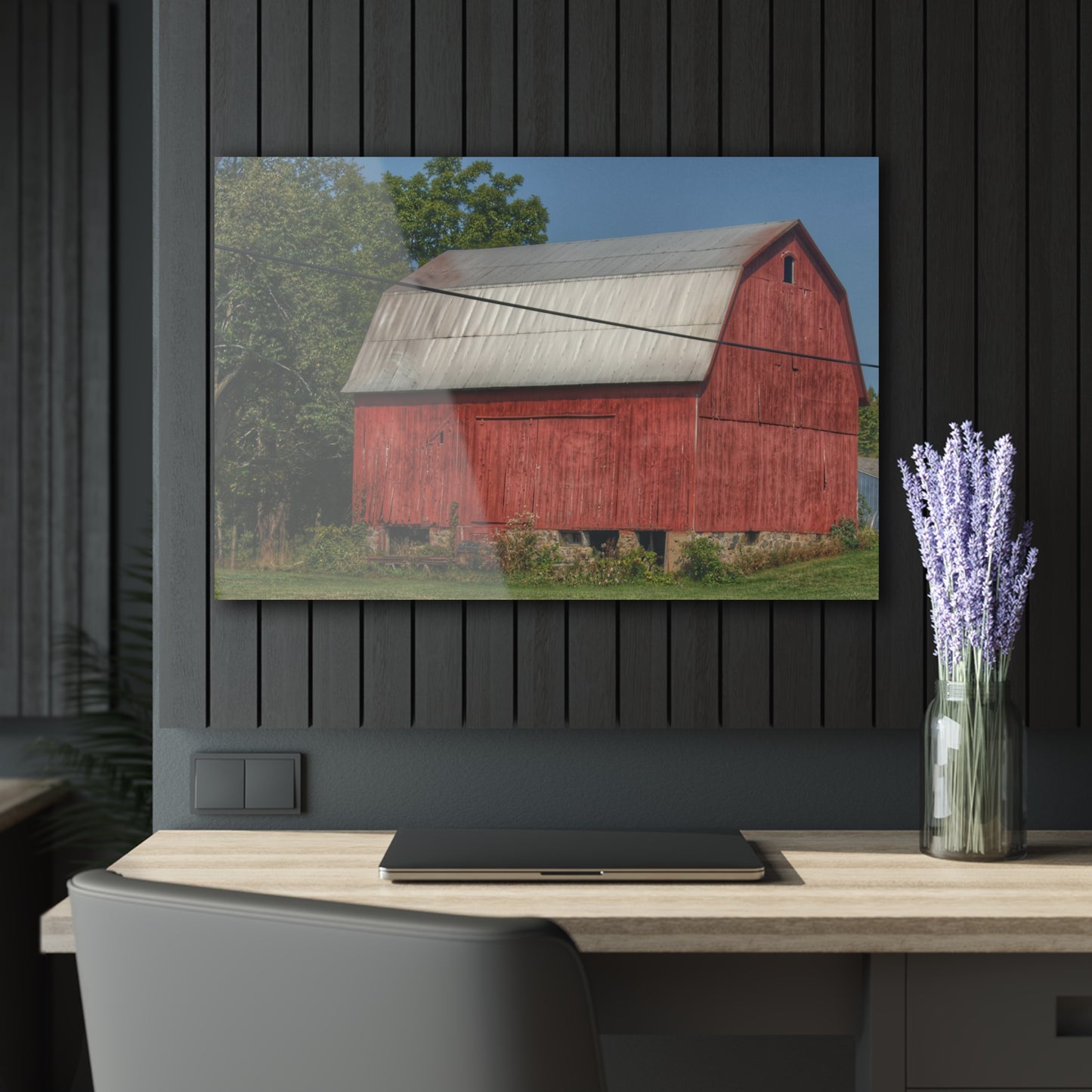 U R There Photography Belsay Road Red Rustic Farmhouse Acrylic Wall Print