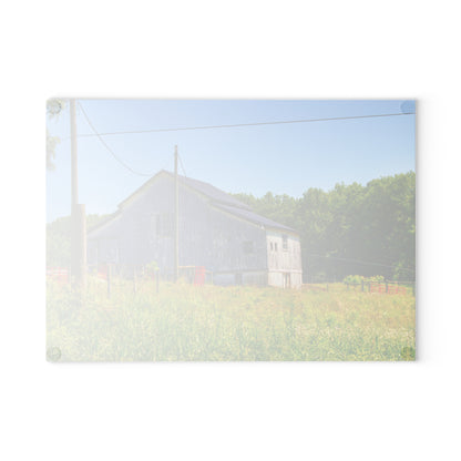 U R There Photography Greenwood Road Whitewash Grey Rustic Farmhouse Tempered-Glass Cutting Board