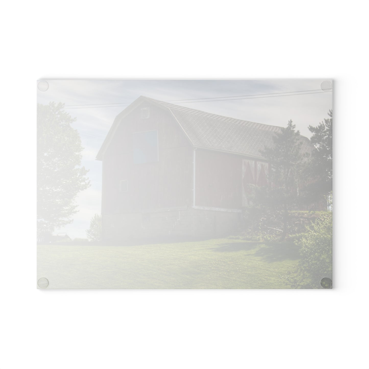 U R There Photography Mertz Road Quilted Red Rustic Farmhouse Tempered-Glass Cutting Board