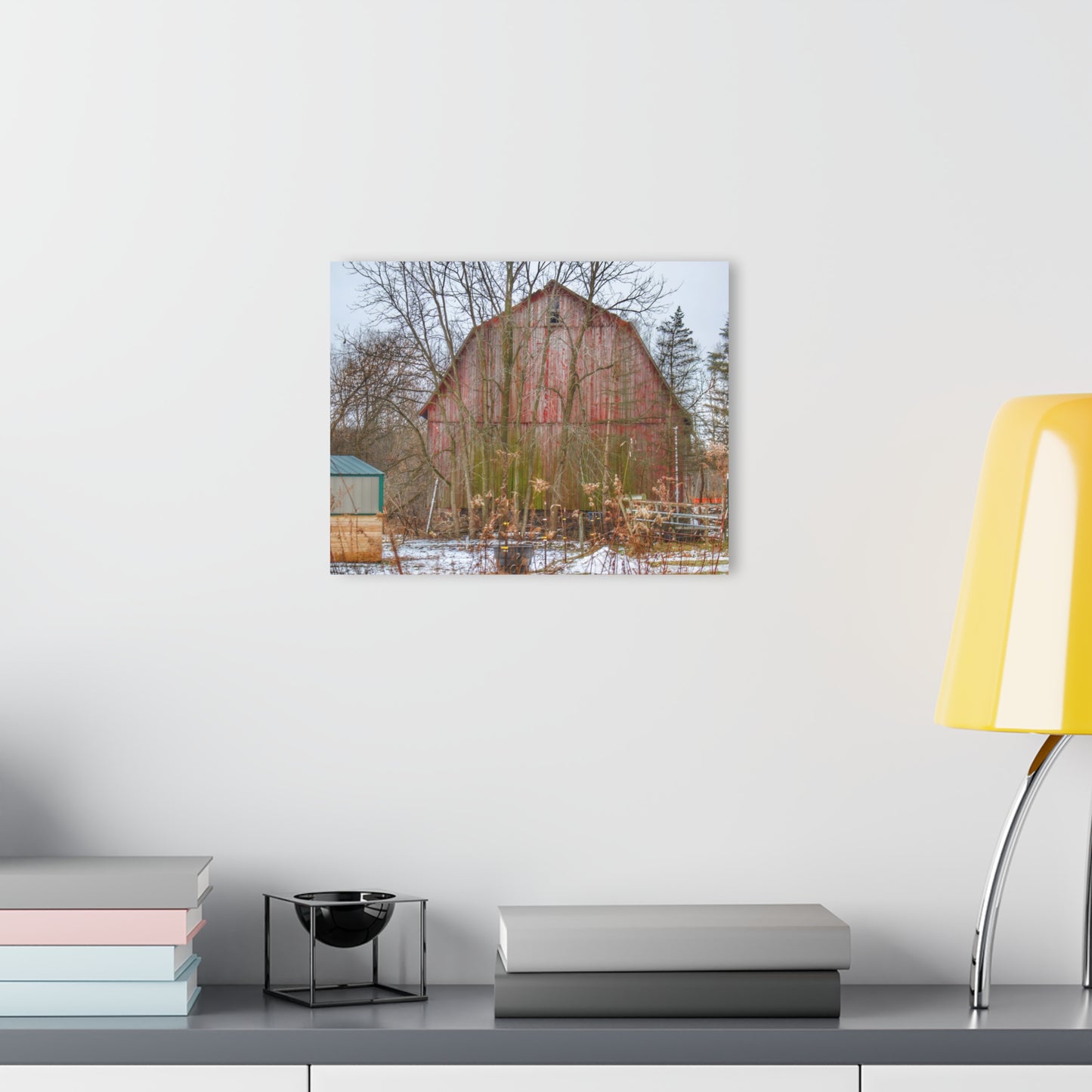 U R There Photography LeValley Road Red Rustic Farmhouse Acrylic Wall Print